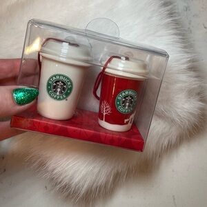 Starbucks Mini Ceramic Ornaments Set of 2